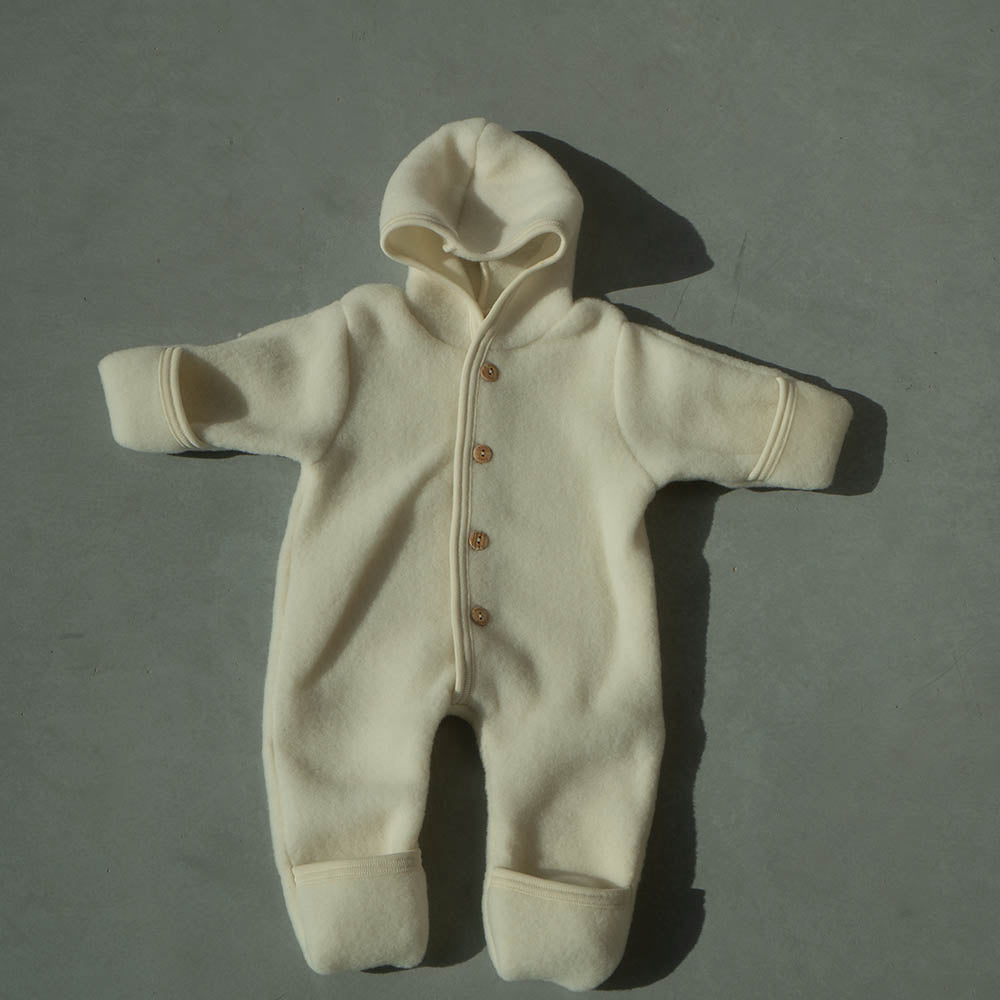 Engel Natur Hooded overall - 100% Virgin wool - Oversized fit - Natural Clothing 50/56