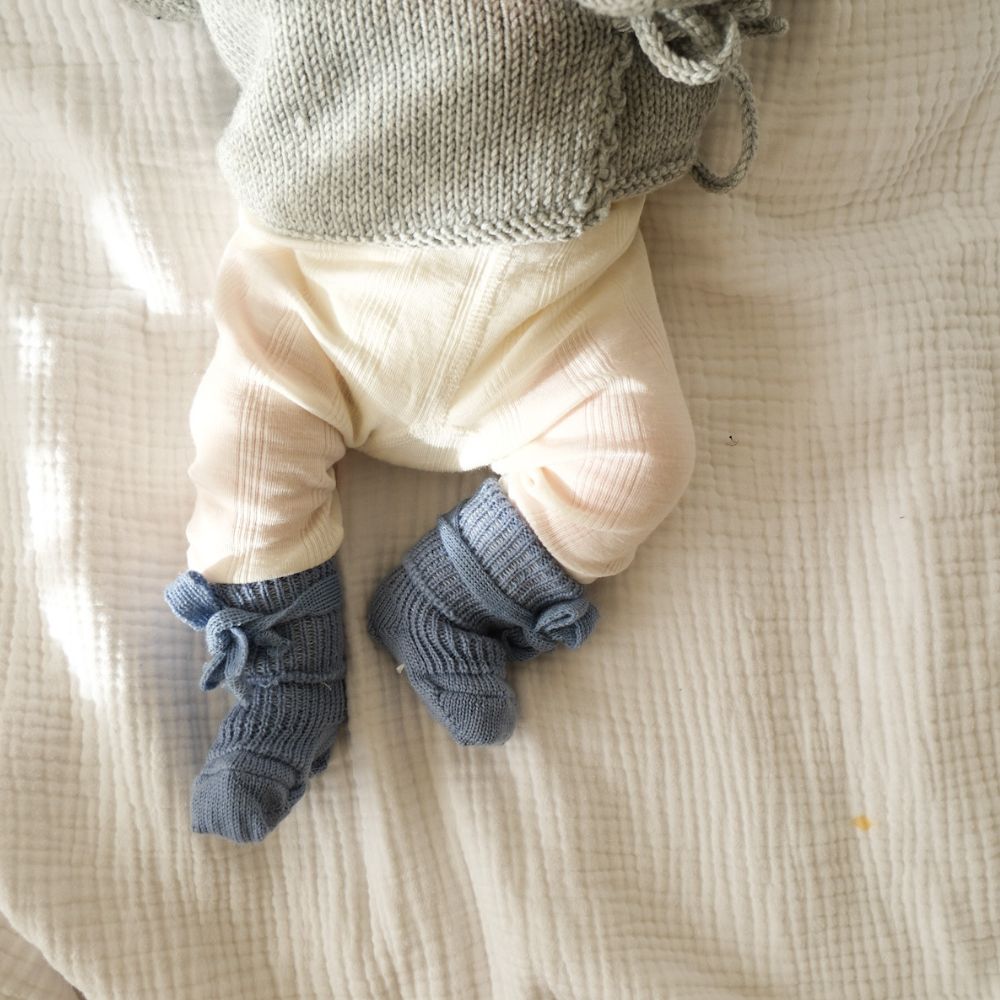 Newborn socks - 100% Organic Wool - Baby blue
