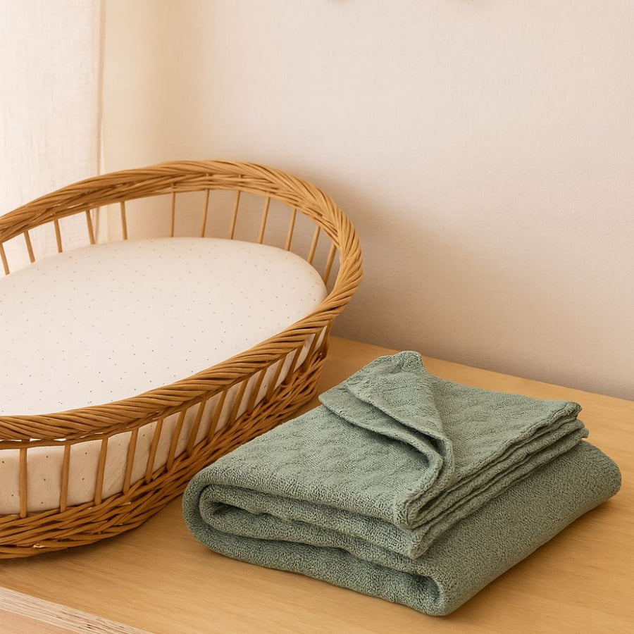 Baby blanket - 100% Merino wool - Sage