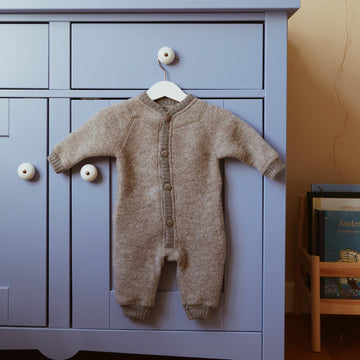 Baby suit - 100% Wool Fleece - Sesame