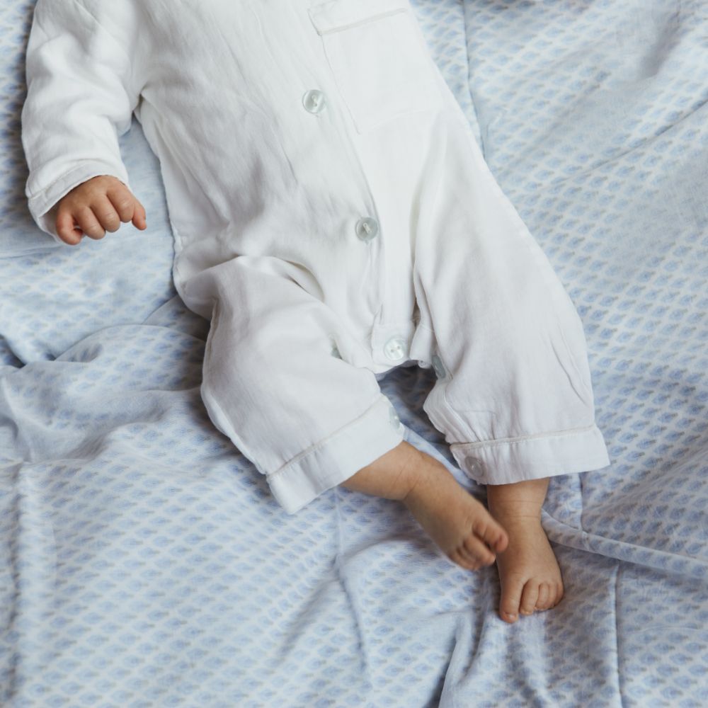 Khasto Baby Blanket - 3 Layers Cotton Cashmere Blankets Blue candle