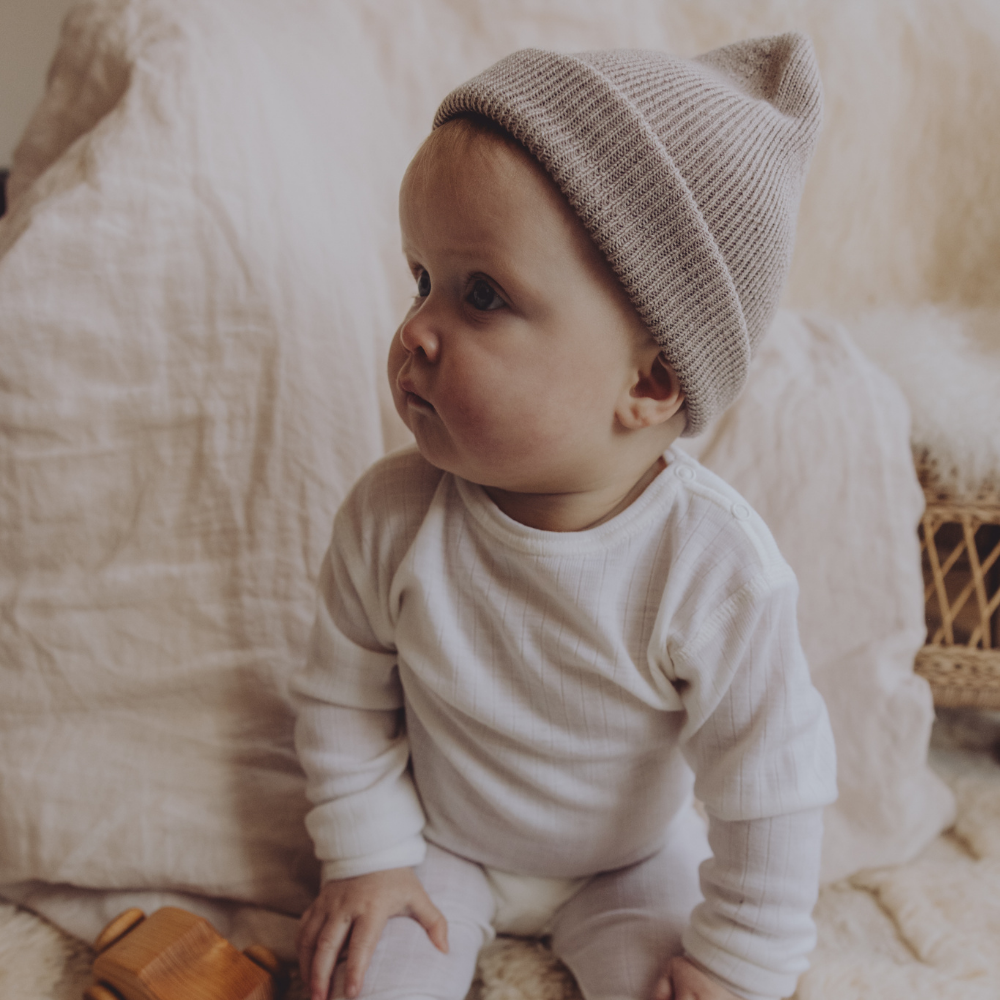 Hvid Hvid x Zoen voor Gust - Newborn beanie - 100% Merino wool - Sesame Baby en peuter Default Title