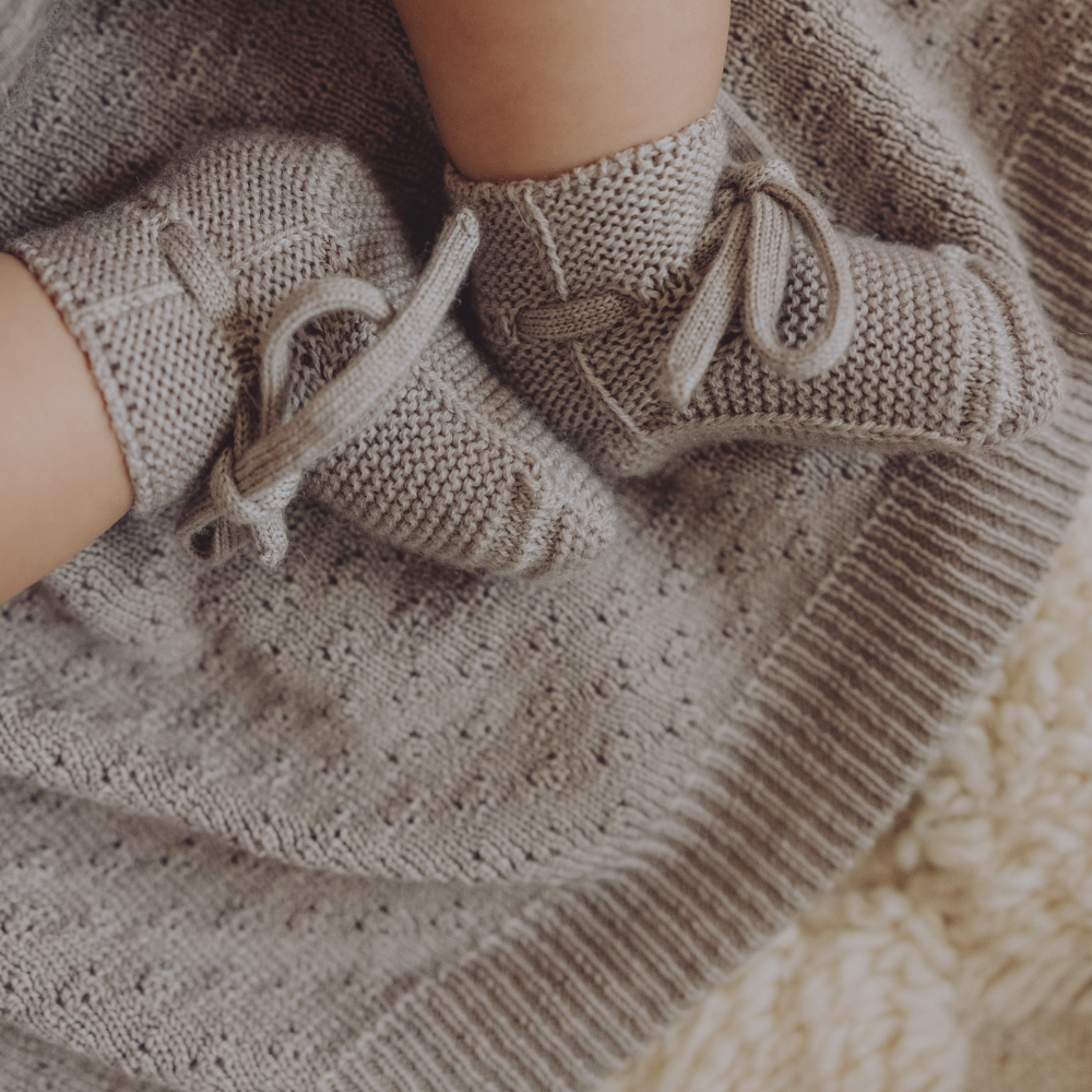 Hvid Hvid x Zoen voor Gust - Dora blanket - 100% Merino wool - Thick knit - Sesame Blankets Default Title