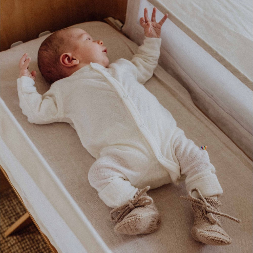 Joha Sleep Suit - 100% Wool - 2 in 1 Foot - Natural Rompers and suits 40