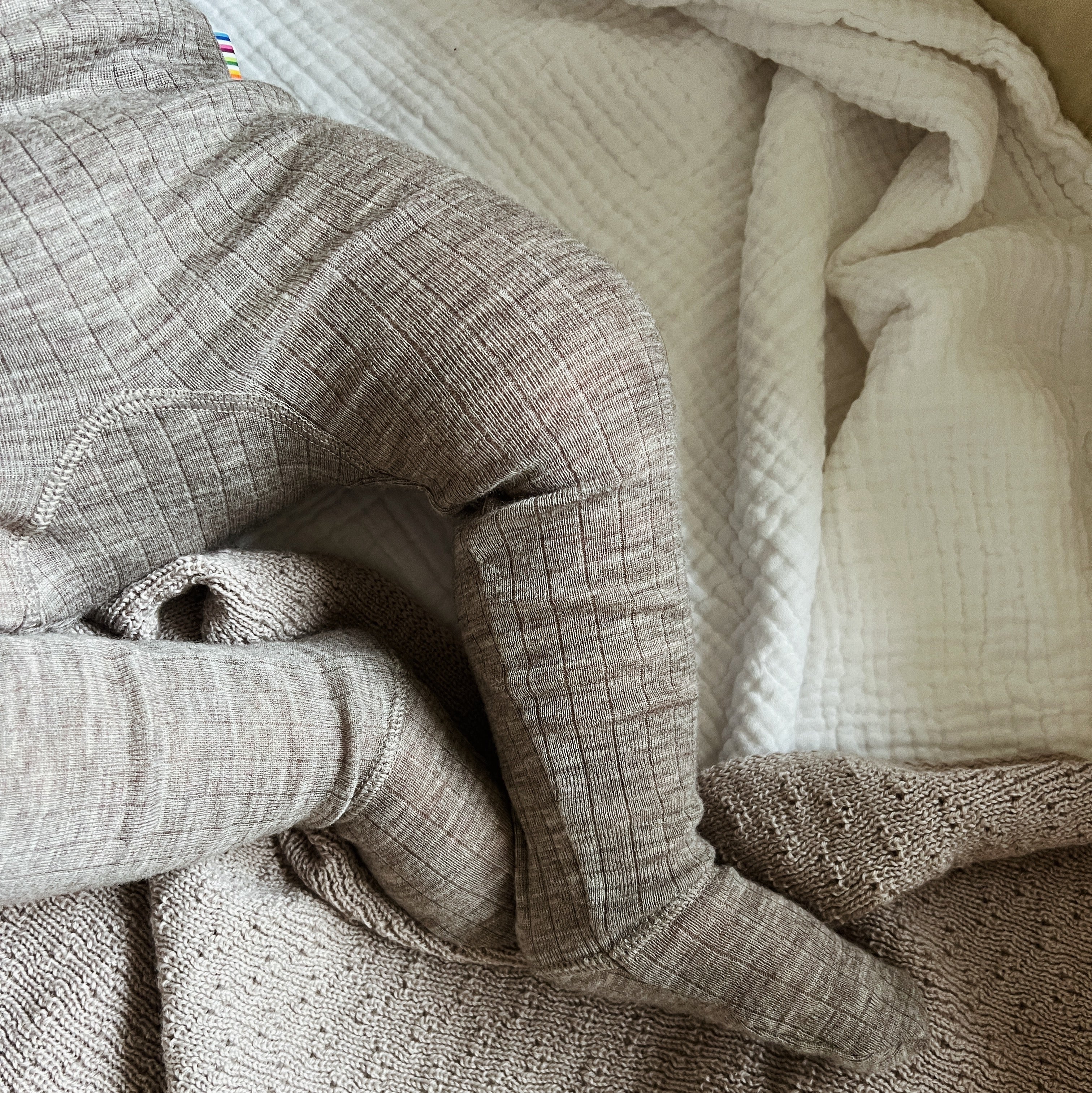 Joha Footed pants - 100% Wool Rompers Sesame melange / 50