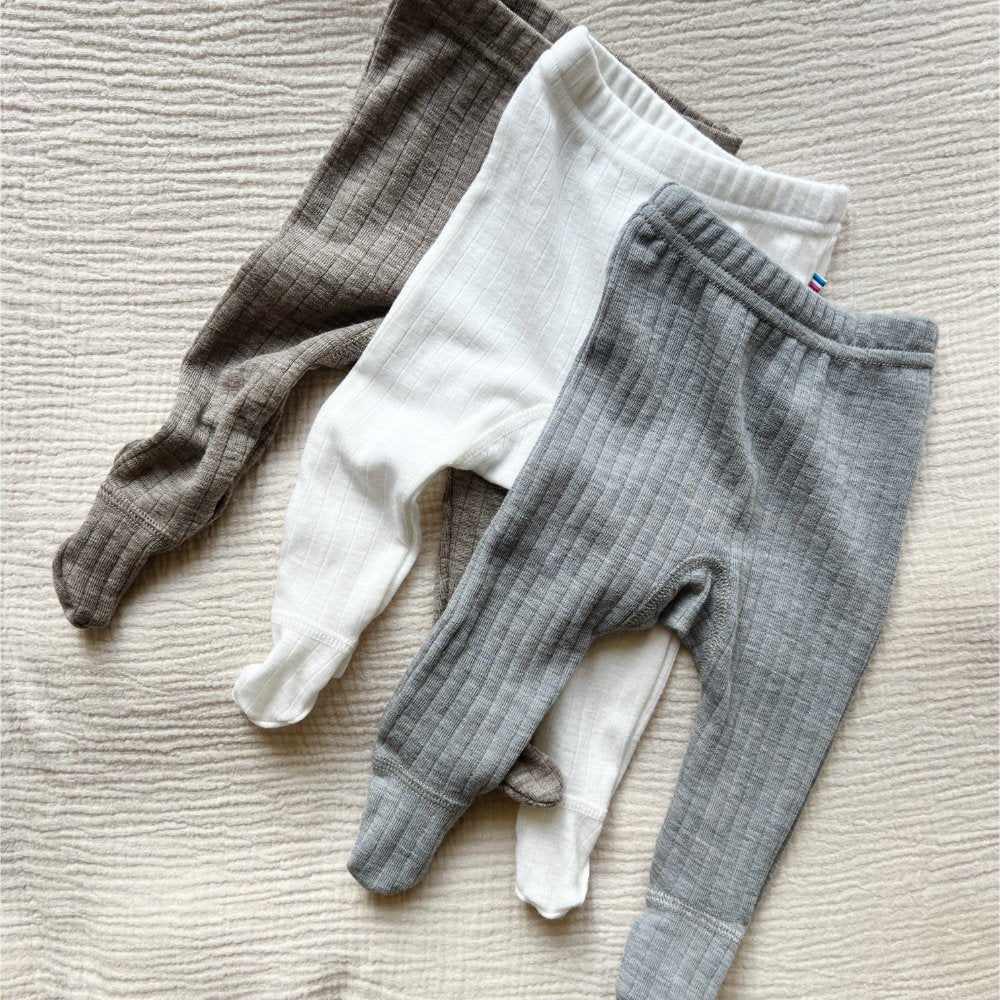 Joha Footed pants - 100% Wool Rompers Sesame melange / 50