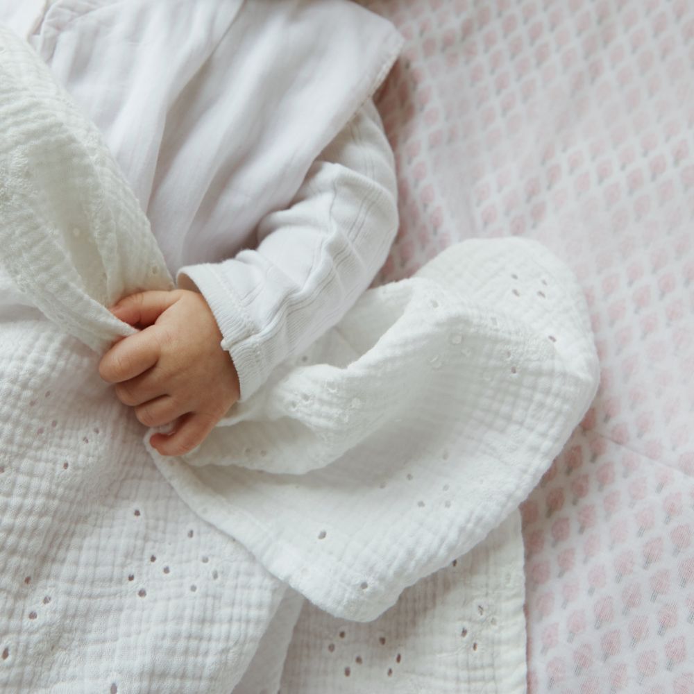 Khasto Baby Blanket - 3 Layers Cotton Cashmere Blankets Pink candle