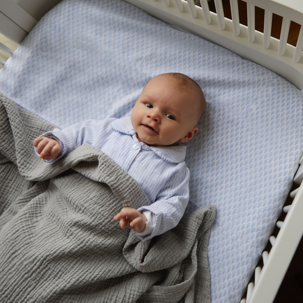 Khasto Baby Blanket - 3 Layers Cotton Cashmere Blankets Blue candle