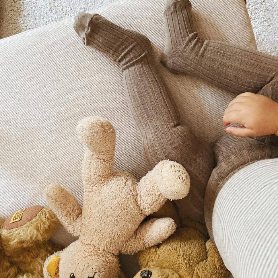 condor Ribbed tights - Earthy colors Socks Light Grey / 0-3m