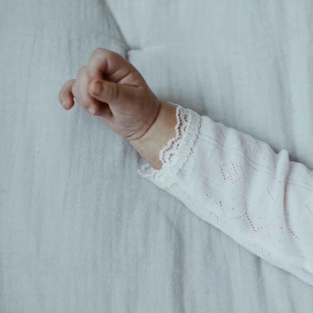 Joha Body - Long Sleeve - Wool & Silk - Pointelle - Natural Rompers 50