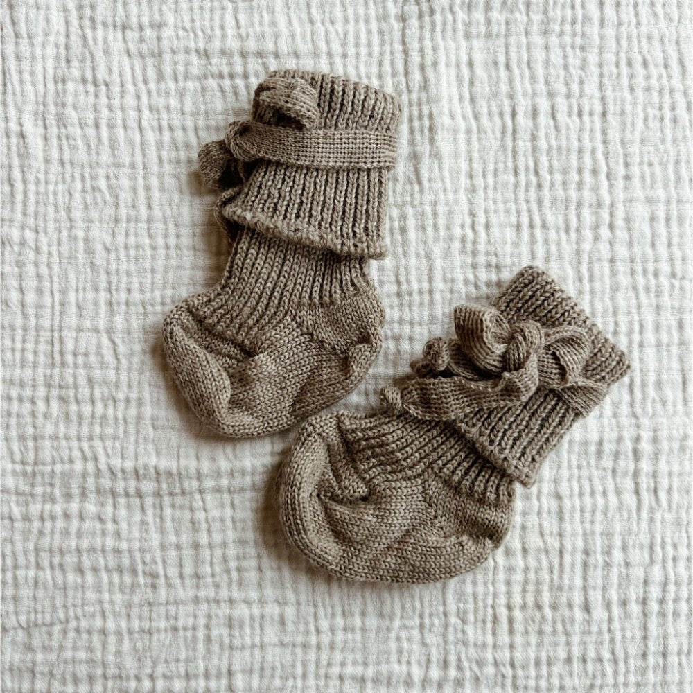 Hirsch Natur Baby socks - 100% Organic wool - Sesame Booties Sesame / 3-6m