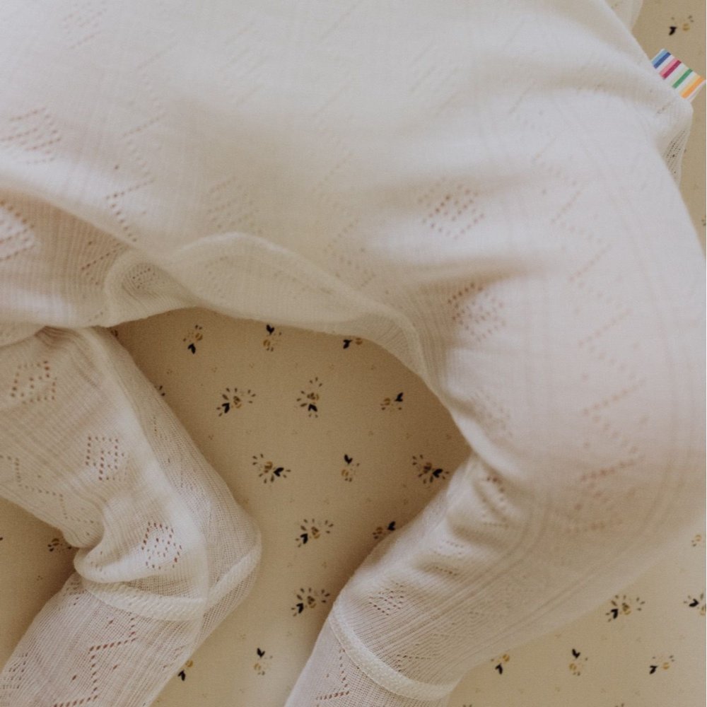 Joha Footed Baby Pants - Wool & Silk - Pointelle - Natural Clothing 50