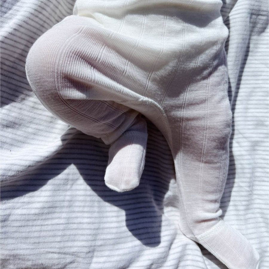 Footed Baby Pants - Wool & Silk - Natural