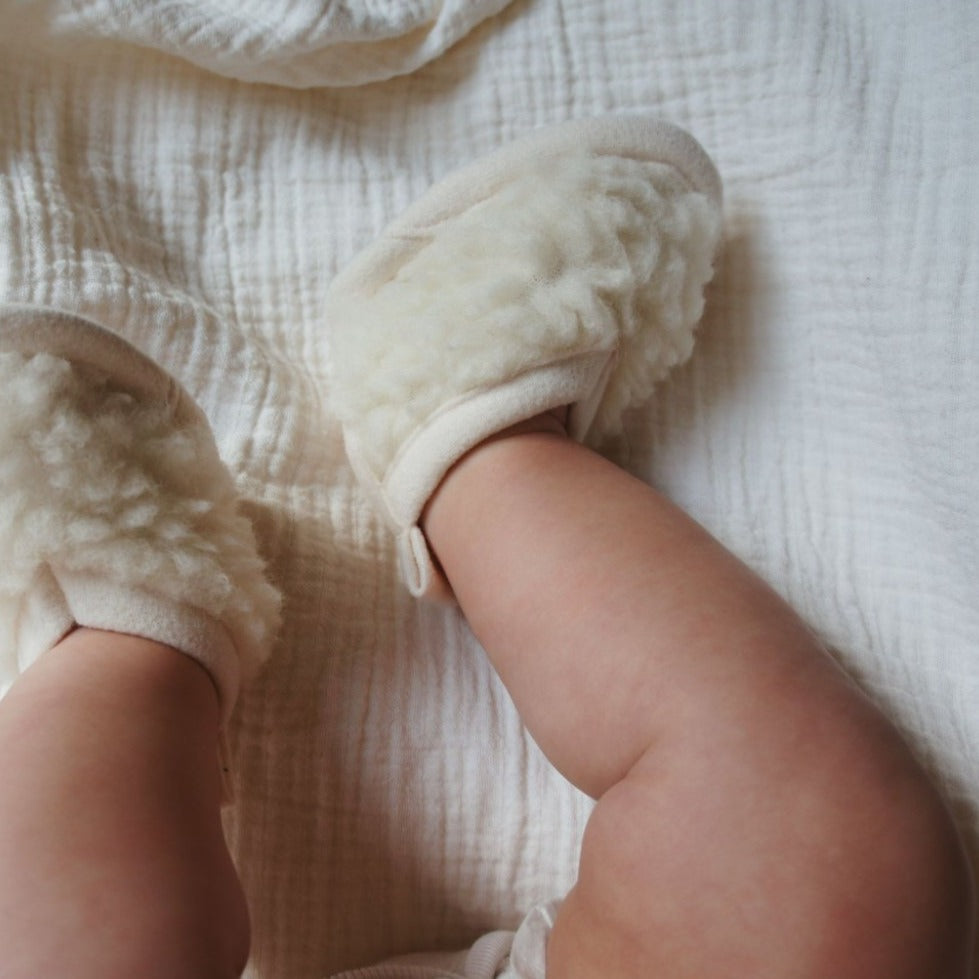 Binibamba Merino Baby Booties - Milk Booties Newborn